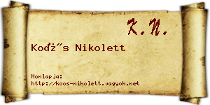 Koós Nikolett névjegykártya